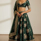 Dark Green Silk Bridal Lehenga with Heavy Gota Patti and Resham Work
