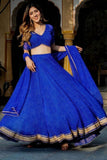 Designer Blue Leheriya Printed Party Wear Lehenga & Unstitched Blouse with Dupatta