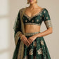 Dark Green Silk Bridal Lehenga with Heavy Gota Patti and Resham Work