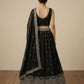 Black Georgette Embroidered Lehenga Set with Zari and Sequin Work