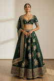 Dark Green Silk Bridal Lehenga with Heavy Gota Patti and Resham Work