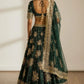 Dark Green Silk Bridal Lehenga with Heavy Gota Patti and Resham Work