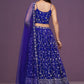 Designer Royal Blue Mirror Work Lehenga Set with Strappy Choli & Net Dupatta