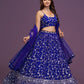 Designer Royal Blue Mirror Work Lehenga Set with Strappy Choli & Net Dupatta