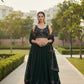 Dark Green Georgette Embroidered Lehenga Choli with Multi-Color Floral Sequin Work
