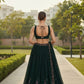 Dark Green Georgette Embroidered Lehenga Choli with Multi-Color Floral Sequin Work
