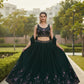Dark Green Georgette Embroidered Lehenga Choli with Multi-Color Floral Sequin Work