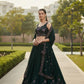 Dark Green Georgette Embroidered Lehenga Choli with Multi-Color Floral Sequin Work