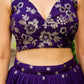 Semi-Stitched Purple Georgette Wedding Lehenga with Gold Zari Border