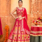 Designer Red Silk Embroidered Wedding Lehenga Choli with Gold Diamond and Cutdana Work