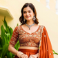 Semi-Stitched Rust Orange Embroidered Lehenga with Heavy Sequin embroidery