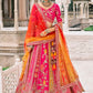 Rani Pink and Orange Silk Embroidered Bridal Lehenga Choli