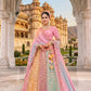 Pastel Multicolor Organza Embroidered Lehenga Set with Ombre Net Dupatta