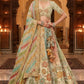 Multicolor Silk Blend Embroidered Bridal Lehenga with Thread Embroidery and Sequins Work