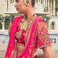 Olive Green Rani Pink Kalamkari Banarasi Lehenga Choli