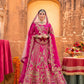 Traditional Rani Pink Silk Embroidered Bridal Lehenga with Sequin and Bead Details
