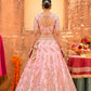 Baby Pink Silk Lehenga Choli with Intricate Palace and Palm Tree Heritage Embroidery