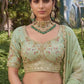 Royal Pista Green Silk Mehendi Lehenga Choli with Bead Embroidery Elegant