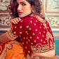 Tangerine Orange Banarasi Silk Lehenga Choli with Zari and Khatli Embroidery