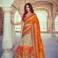 Daisy White & Orange Banarasi Silk Lehenga Choli with Khatli Work Embroidery