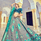 Royal Grey & Teal Silk Wedding Lehenga Choli with Zari & Stone Work