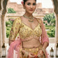 Mustard Yellow and Soft Pink Embroidered Silk Bridal Lehenga Choli