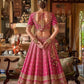 Magenta Silk Bridal Lehenga Vertical Zari Embroidery V Neck Blouse