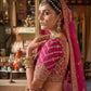 Magenta Silk Bridal Lehenga Vertical Zari Embroidery V Neck Blouse