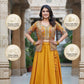 Mustard Yellow Art Silk Skirt Set With Embroidered Jacket