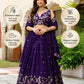 Semi-Stitched Purple Georgette Wedding Lehenga with Gold Zari Border