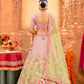 Light Pink and Pista Green Embroidered Silk Bridal Lehenga Choli
