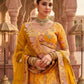 Vibrant Mustard Yellow Embroidered Silk Bridal Lehenga Choli with Traditional Motifs
