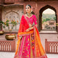 Rani Pink and Orange Silk Embroidered Bridal Lehenga Choli