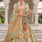 Multicolor Silk Blend Embroidered Bridal Lehenga with Thread Embroidery and Sequins Work
