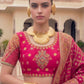 Olive Green Rani Pink Kalamkari Banarasi Lehenga Choli