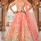 Peach Silk Heavy Mirror & Sequins Embroidered Bridal Lehenga Choli