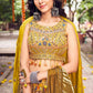 Gajji Silk Gorgeous Shaded Brass Green Printed Lehenga Choli