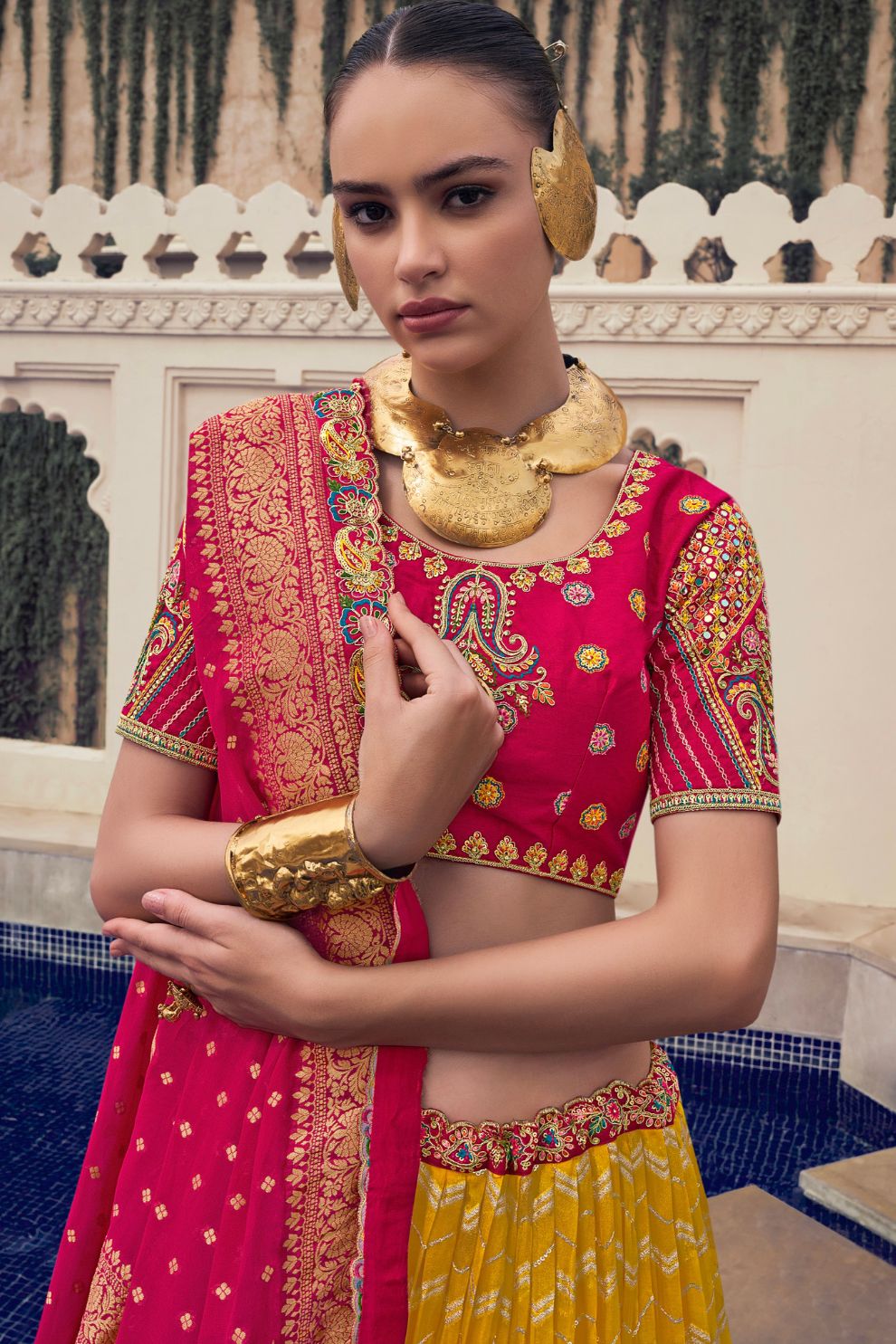 Kalamkari Banarasi Lehenga Choli Elegant Festive Wear
