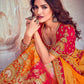 Daisy White & Orange Banarasi Silk Lehenga Choli with Khatli Work Embroidery