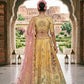 Mustard Yellow and Soft Pink Embroidered Silk Bridal Lehenga Choli
