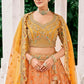 Sterling Mustard Yellow and Orange Embroidered Silk Bridal Lehenga Choli