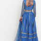 Blue Georgette Semi-Stitched Lehenga Choli with Ruffle Border and Sequin Embroidery