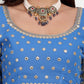 Blue Georgette Semi-Stitched Lehenga Choli with Ruffle Border and Sequin Embroidery