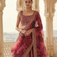 Zari & Sequins Work Floral Printed Organza Lehenga with Embroidered Choli and Dupatta