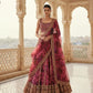 Zari & Sequins Work Floral Printed Organza Lehenga with Embroidered Choli and Dupatta