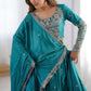 Teal Blue Silk Blend Embroidered Semi-Stitched Lehenga Choli with Dupatta