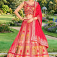 Designer Red Silk Embroidered Wedding Lehenga Choli with Gold Diamond and Cutdana Work