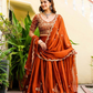 Semi-Stitched Rust Orange Embroidered Lehenga with Heavy Sequin embroidery