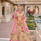 Beige and Pink Embroidered Silk Bridal Lehenga Choli with Net Dupatta