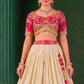 Cream Rani Pink Kalamkari Banarasi Lehenga Choli